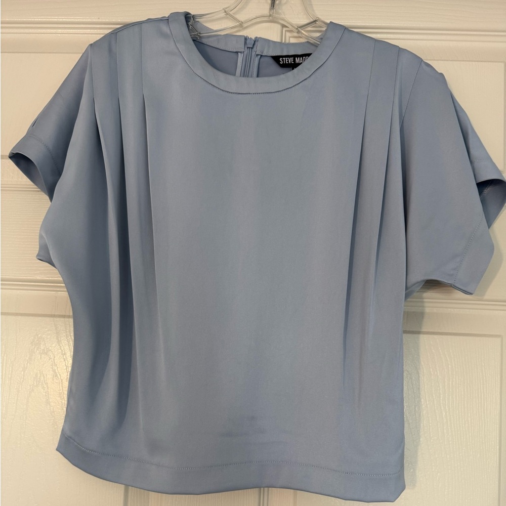 Steve Madden Sky Blue Pleated Blouse